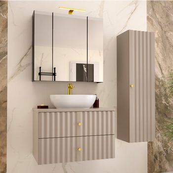 Conjunto de muebles con lavabo paneles laminados y de mdf cachemira