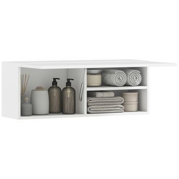 Armario De Baño De Pared De Madera, Kleankin, 80 X 25 X 30 Cm – Blanco