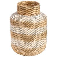 jarron de ratan blanco natural beige 36 cm trenzado accesorio decorativo renun