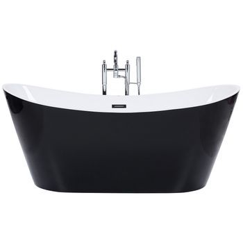 Bañera Independiente De Acrílico Negro Plateado Con Rebosadero 180 Cm Moderno Antigua
