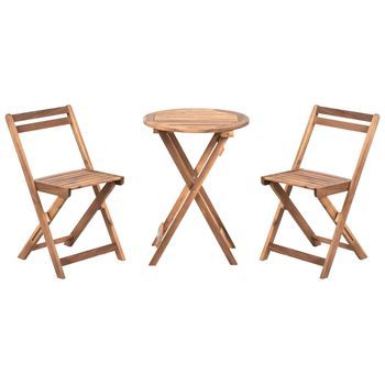 Conjunto De Balcón De Madera De Acacia Mobiliario De Jardín Plegable Marrón Sacile