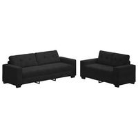 juego de sofa de 2 piezas con cojines de terciopelo negro vidaxl