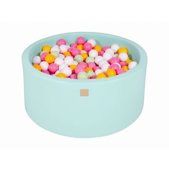Meowbaby Piscina De Bolas, Round Seca Para Niños, Menta : Blanco/verde Claro/rosa Claro/amarillo, 300 Pcs, 90x40cm
