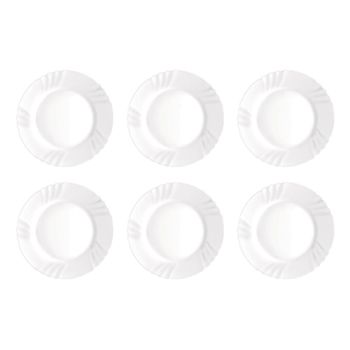 Set 6 platos llanos vidrio opal blanco 24 cm