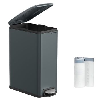 Cubo de basura con pedal 50 l de acero de color gris y negro