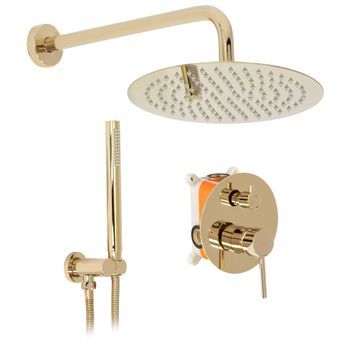 Conjunto De Ducha Emoptrado Oculto Rea Lungo Oro + Box