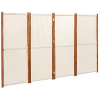 biombo divisor de 4 paneles blanco crema 280x180 cm vidaxl