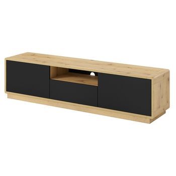 Mueble Para Tv 180cm Colección Villa. Color Roble Y Negro Mate.