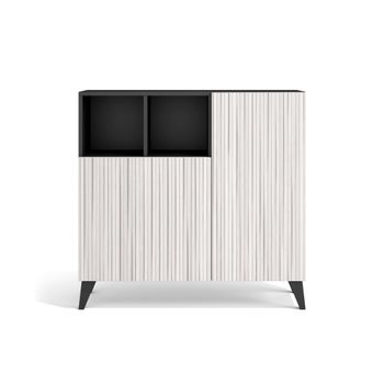 Zapatero melamina grafito puertas impresas vallado blanco 87x90x27 cm