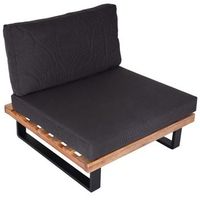 sillon de jardin de madera de acacia marron y aluminio con cojin gris oscuro 040006845