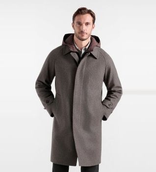 Harmont & Blaine para hombre. K0R9220606872 Abrigo largo de paño con capucha marrón (46), Casual, Lana, Clásico