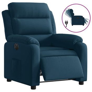 Sillón Reclinable Eléctrico Terciopelo Azul Vidaxl