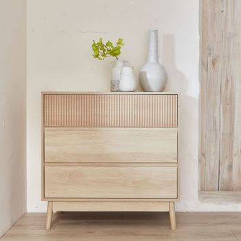 Cómoda con 3 cajones,  efecto madera, madera clara