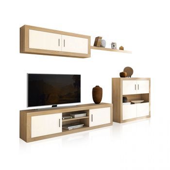 Salón Modular Con Gran Capacidad De Almacenaje 290 Cm Nuka V7 Cambria - Blanco 290 X 156 X 41,4 Cm
