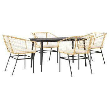 Juego De Comedor Jardín 5 Piezas Cojines Ratán Sintético Marrón Vidaxl
