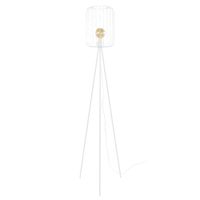 lampara de pie tripode metal blanco pantalla blanco