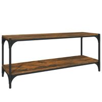 mueble para tv contrachapada y acero roble ahumado 100x33x41 cm vidaxl