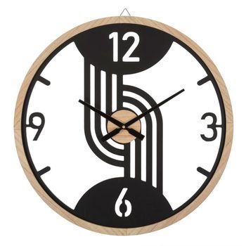 Reloj De Pared Redondo De Metal Marrón Y Madera Ø 60x2,5 Cm