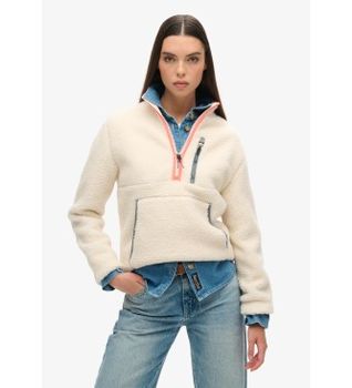 Superdry para mujer. W2012341A Forro polar Outdoor Half Zip Fleece beige (XS), Casual, Poliéster