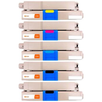 Pccom Essential Tóner Compatible con Oki C301DN/C321DN/MC342DN Negro/Cian/Magenta/Amarillo Pack 5