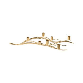 Candelero Para 7 Velas Decoración Minimalista Rama De Árbol Dorado Arrentela