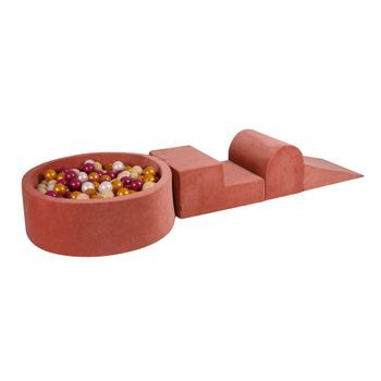 Meowbaby Parque Infantil De Espuma Con Piscina De Bolas, Marsala : Borgoña/oro/blanco/beige, 200 Pcs
