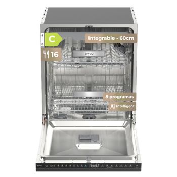 Lavavajillas Integrable EVVO Di.3 de 60 cm con 14 Servicios, Apertura Automática, Panel Táctil y 8 Programas Avanzados