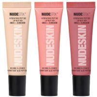 set de balsamos labiales con color hydra-peptide nudeskin de nudestix