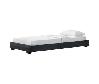 Corium cama individual masari con somier tapizado en piel sintética / mdf 90 x 200 cm - negro