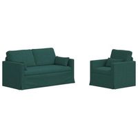 juego de sofa 2 pcs verde oscuro 158 x 78 x 80 cm tela vidaxl