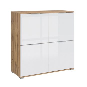 Bufé 4 puertas tableros de aglomerado laminados blanco y madera