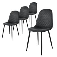 4x sillas de comedor antracita con respaldo tapizado piel sintetica