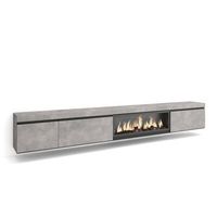 mueble tv television muebles de salon almacenaje 317x45x35 cm chimenea electrica xxl colgado suspendido estilo moderno cemento