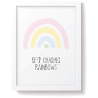 snuz keep chasing rainbows nursery print - pastel