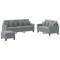juego de sofas con cojines 3 piezas tela gris claro vidaxl