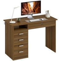 escritorio de ordenador con cinco cajones de melamina 110 x 50 x 76 cm  nogal oscuro