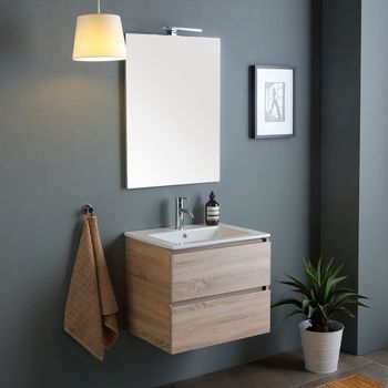Mueble De Baño Completo 60cm Con Dos Cajones Efecto Madera | Berlin