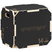 sportnow cajon pliometrico de madera 3 en 1 con 3 alturas diferentes asas sin esquinas entrenamiento de salto 41x36x31 cm negro