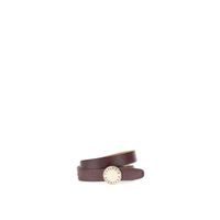cinturon de piel con hebilla metalica con esmalte negro bordeaux