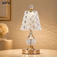 lampara de mesa de lujo kfv crystal lampara de mesa led recargable decoracion para el hogar lampara de escritorio para crear ambiente