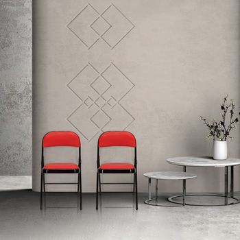 Silla de piel sintética  rojo