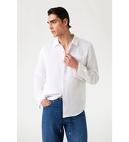 guess para hombre m5gh73wh3j0 camisa de lino blanco s casual manga larga