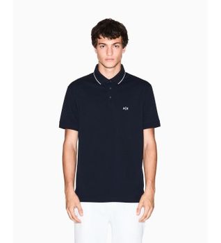 A|X Armani Exchange para hombre. XM001289AF10363UB101 Polo Entallado marino (S), Casual, Algodón, Manga corta