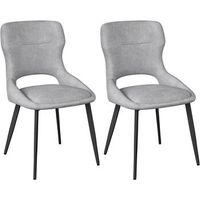 juego de 2 sillas de comedor o cocina con asiento acolchado de chenilla gruesa color gris