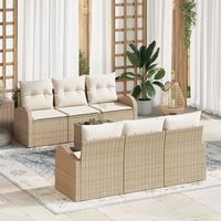 juego de sofa de jardin de 7 piezas con cojines beige de ratan v5173 unico  beige