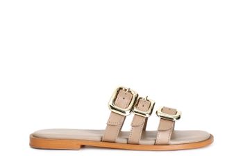 zapatilla piel tres hebillas sand