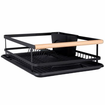 Escurridor de platos de acero y madera de haya