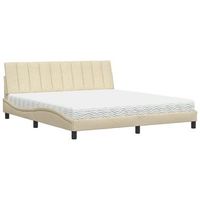 cama con colchon hanko de tela color crema 180x200 cm vidaxl