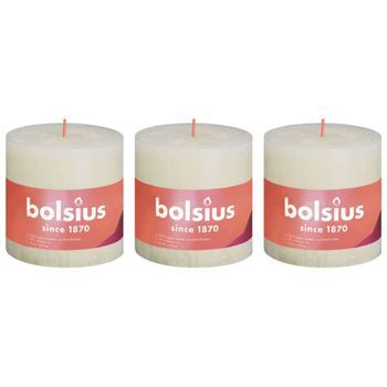 Velas Rústicas Shine 3 Unidades Perla Suave 100x100 Mm Bolsius