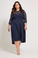 yours london vestido azul encaje escote corazon mujer curvy y tallas grandes yours london
